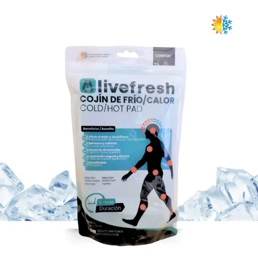 [COLD.LIV.25] Bolsa de gel Frío/Calor con esponja micronizada Marca Livefresh (13X25) Incluye funda - Hasta 6h de duración- Tecnología premium Europea - Reutilizable